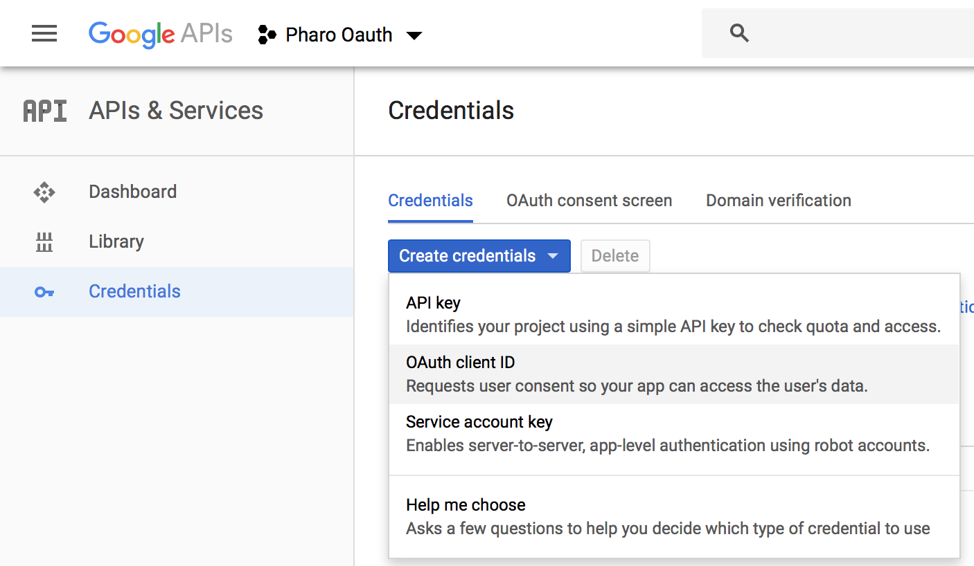 Google OAuth client ID
