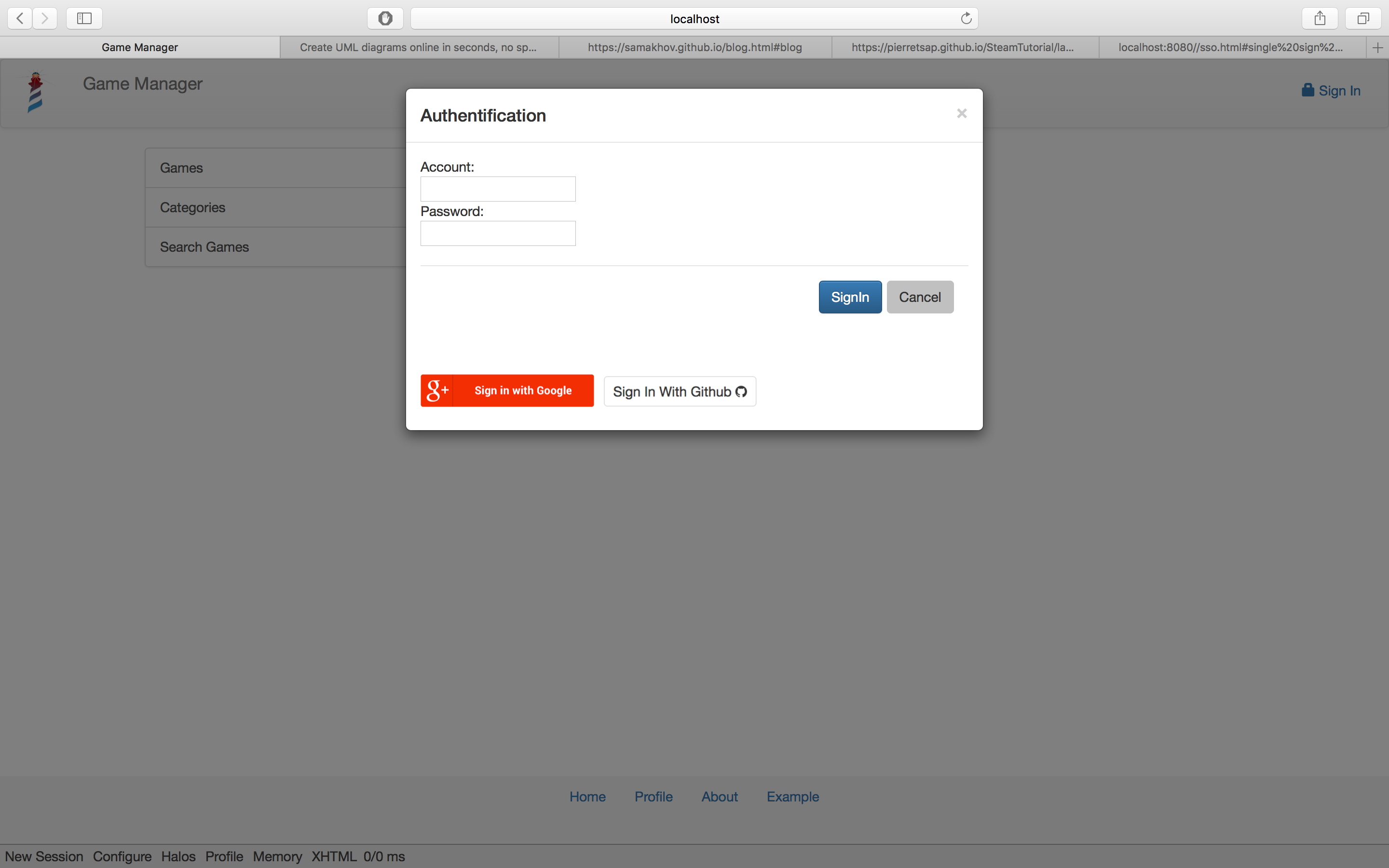 Google and Github Authentification button